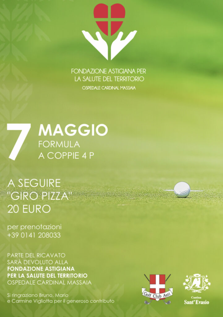 Cena conviviale per la raccolta fondi                                      il 7 maggio al Golf Club Città di Asti